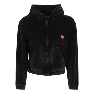 APPLE LOGO SHRUNKEN ZIP UP SWEATSHIRT