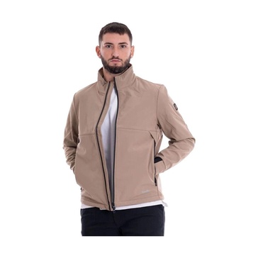 Beige Nylon Bomber Jacket