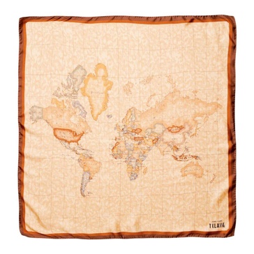 Aloe Detail Silk Scarf Brown Fall/Winter