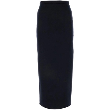 Blue High-Waisted Skirt with Rear Slit