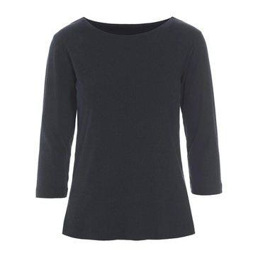 Black Rib Blouse with 3/4 Sleeves