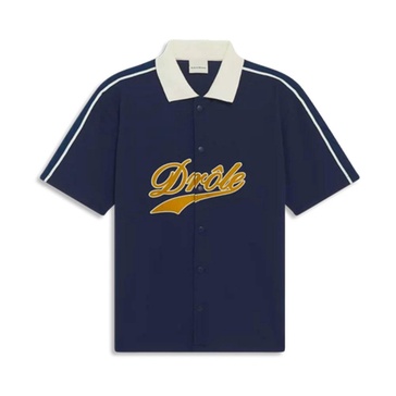 Blue Mesh Logo Shirt with Press Studs