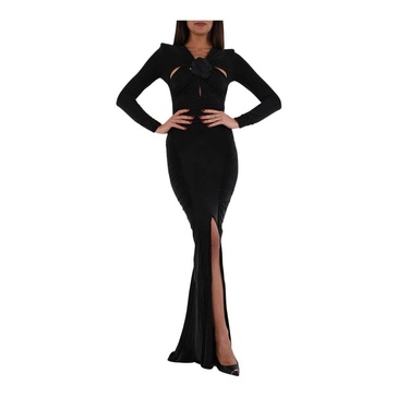 Long Jersey Dress with Cut-Out and Tail