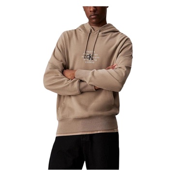 Beige Hooded Sweatshirt with Single Pocket