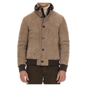 Dove Grey Suede Puffer Jacket