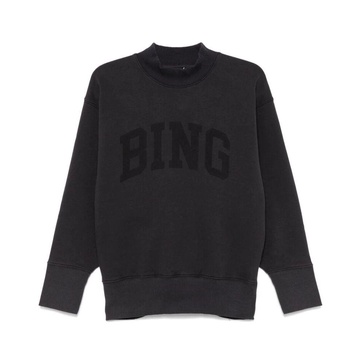 Black Jersey Sweatshirt with Logo Print