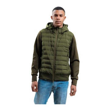 Green Quilted Hooded Jacket with Drawstring