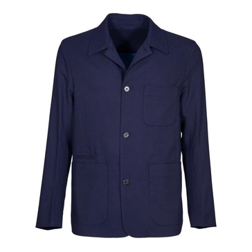 Blue Wool Jacket with Button Closure