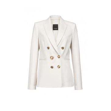 Elegant Double-Breasted Jacket with Jewel Buttons