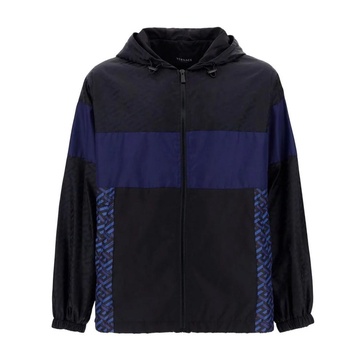 Hooded Windbreaker Jacket with Logo Detail