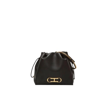 Soft Bucket Bag with Initials Insignia