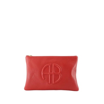 Red Leather Clutch - Magnetic Closure
