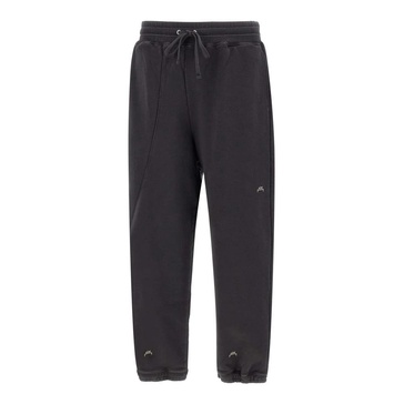 Black Cotton Jogger with Embroidered Logos