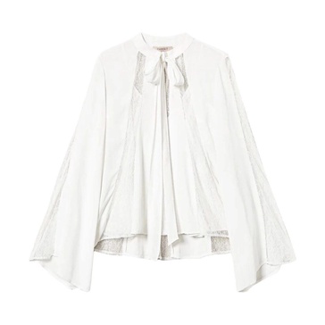 White Bow Collar Shirt Long Sleeves