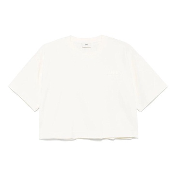 White Crew Neck Logo Patch T-shirt