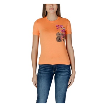 Orange Print Round Neck T-shirt