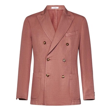 Pink Double-Breasted Linen Jacket