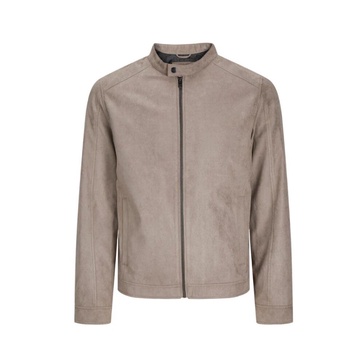 Suede Biker Jacket with Zip Closure