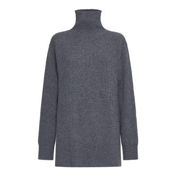 Ribbed Knit Wool Turtleneck Sweater