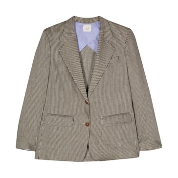 Grey Linen Blend Stripe Jacket
