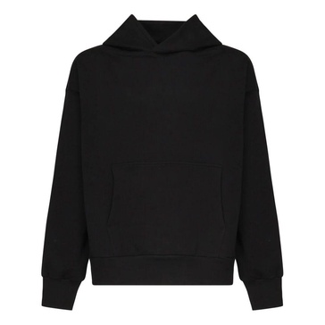 Black Hooded Cotton Sweatshirt with Smile Print