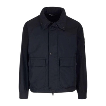 Blue Hooded Jacket with Hidden Hood
