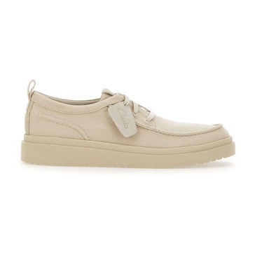 Cream Canvas Lace-up Shoes Polden Moc