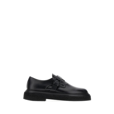Black Leather Monk Strap Buckle Shoes