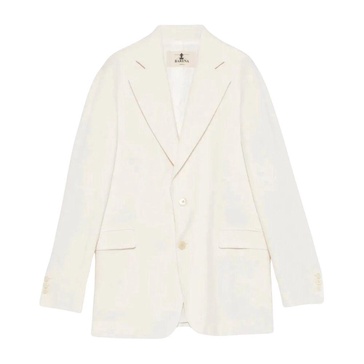 Buttoned viscose jacket with pocket flaps