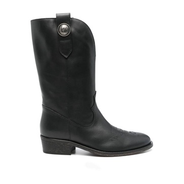 Black Slip-On Leather Boots