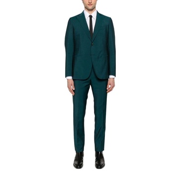 Teal Green Buttoned Cuffs Rear Vents