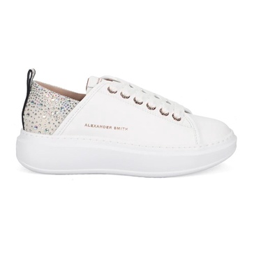 Wembley White Rhinestone Heel Sneakers