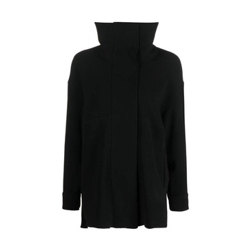 Black High-Neck Exposed-Seam Top