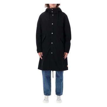 Black Cotton Hooded Parka Jacket