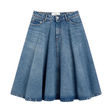 Flared Skirt Blue Cotton Composition
