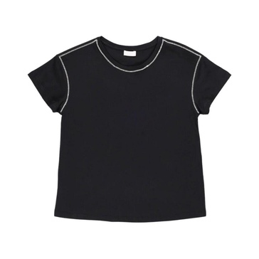 Black Cotton T-Shirt with Stones