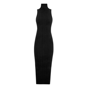 Black Maxi Tank Dress with Turtleneck