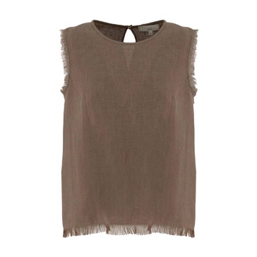 Linen Fringed Sleeveless Top