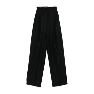Black Wool Stretch Oversize Trousers