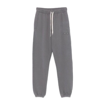 Gray Cotton Sweatpants With Logo Embroidery