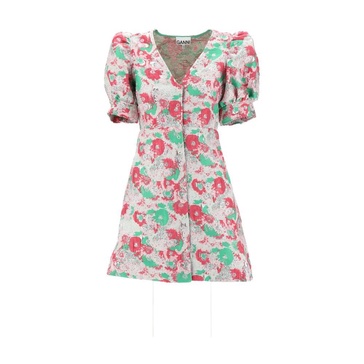 3D Jacquard Button Down Mini Dress