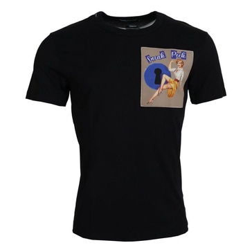 Black Cotton T-shirt with Short Sleeves