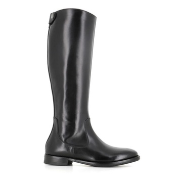 Black Leather High Boots Women