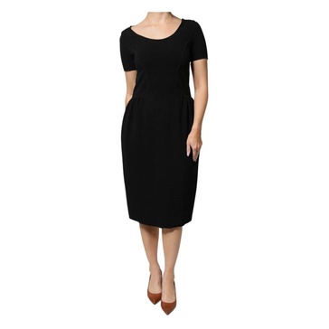 Black Sheath Midi Dress with Back Zipper