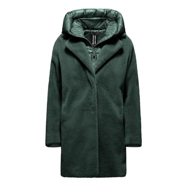 Eco-Fur Overcoat with Detachable Hood