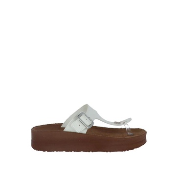 White Thong Sandal with Buckle Fastening