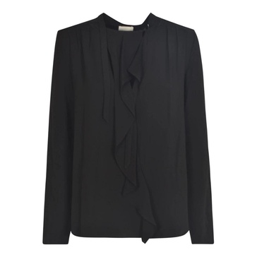 Black Ruffle-detail Blouse