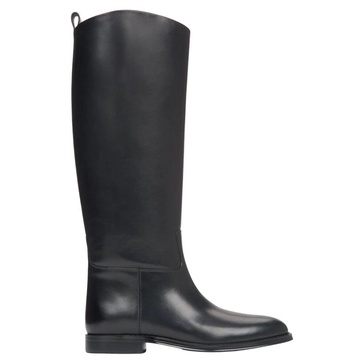 Black Knee-High Boots with Wide Shaft