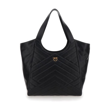 Black Puzzle Leather Tote Bag