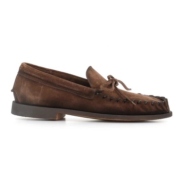 Brown Suede Loafer with Decorative Bow